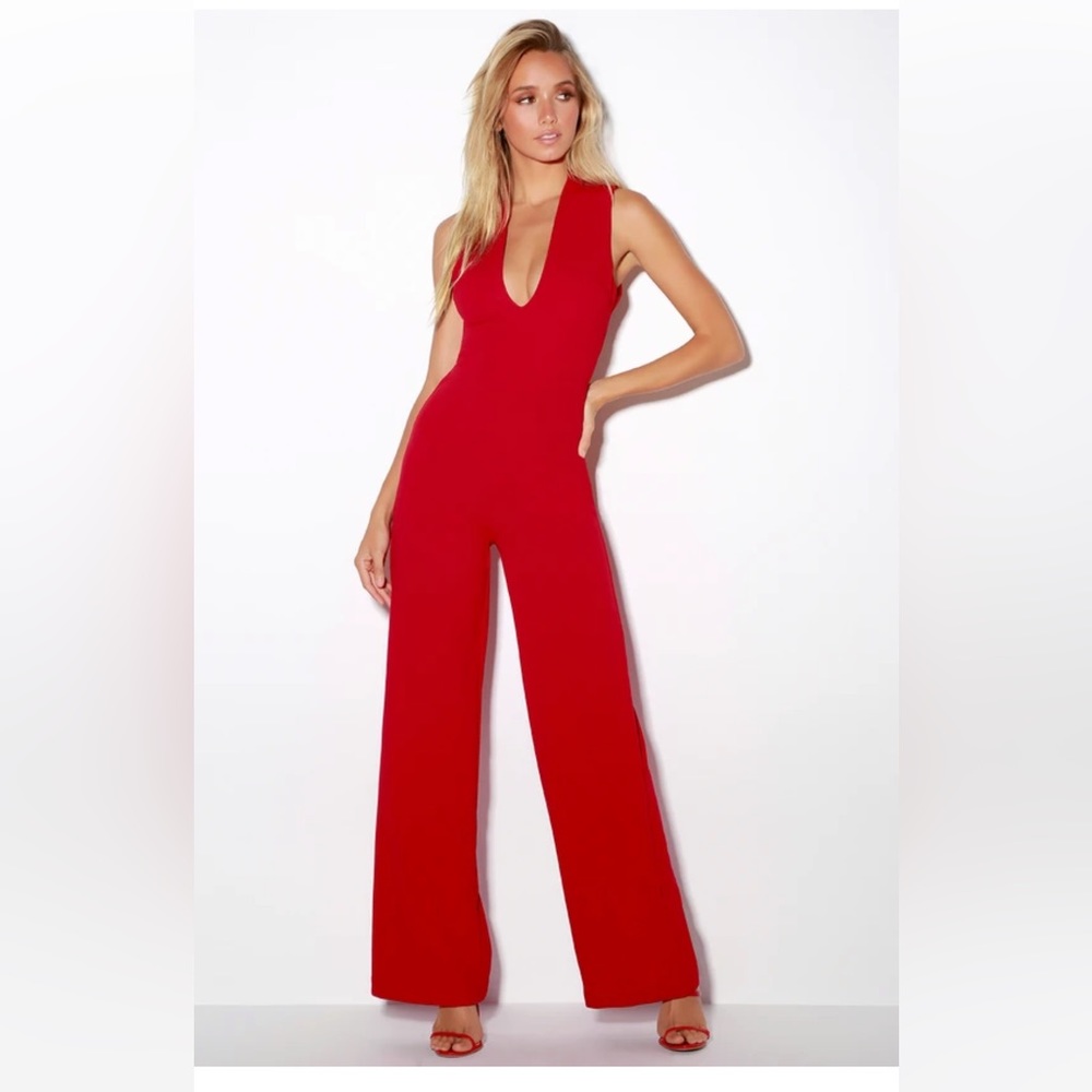Thinking out loud red black less jumpsuit